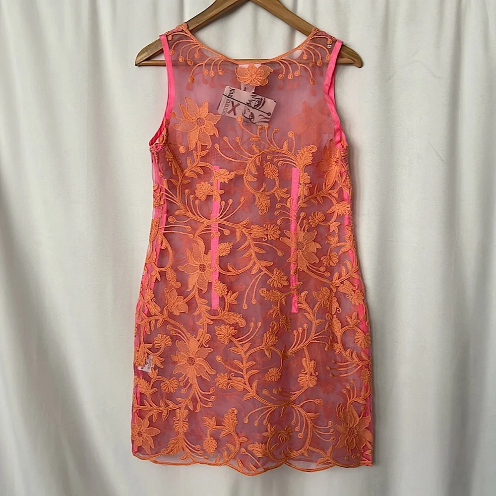 Yoana Baraschi NWT Sexy Magic Vine Ombré Pink/Orange Sheath Dress **Size 6**🔥🔥 - Picture 2 of 4